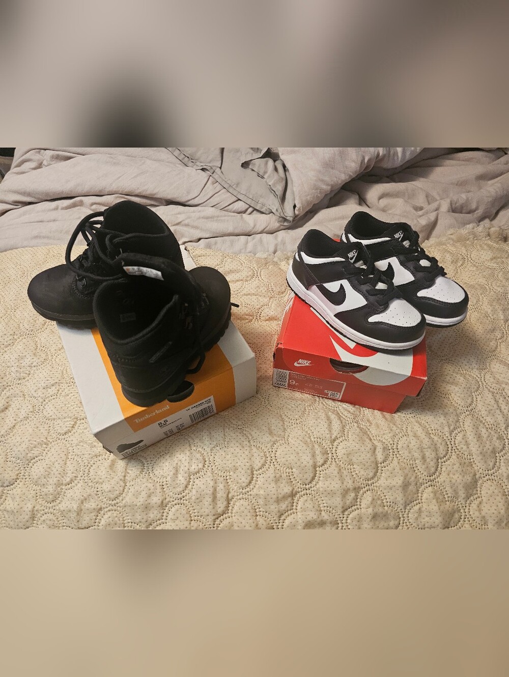 2 Sets Of Toddler Shoes Nike And Timberlands